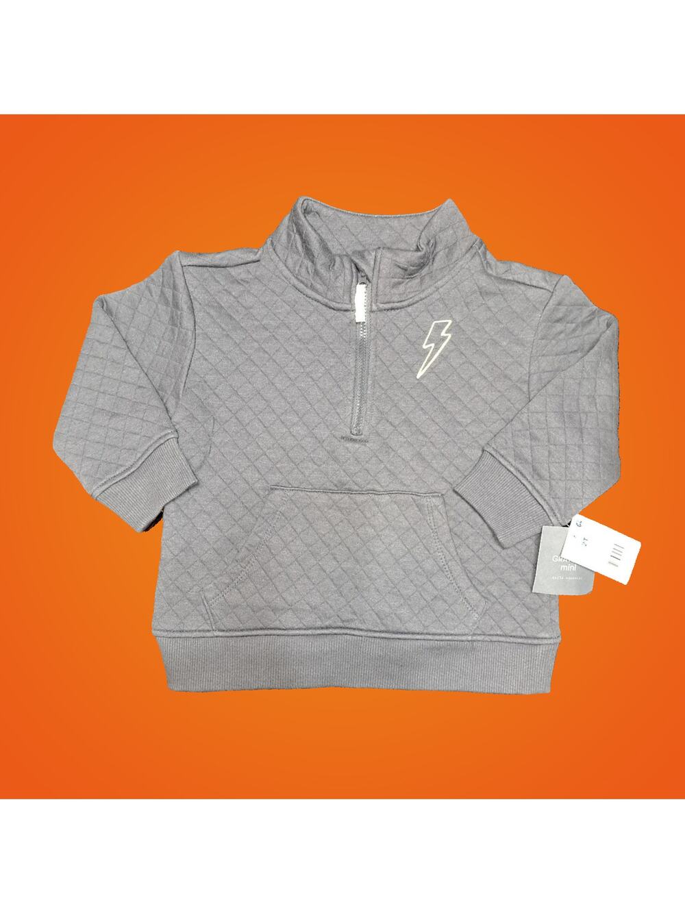 Boys Toddler Quilted Gray Pull Over with Front Pockets Size 2-T